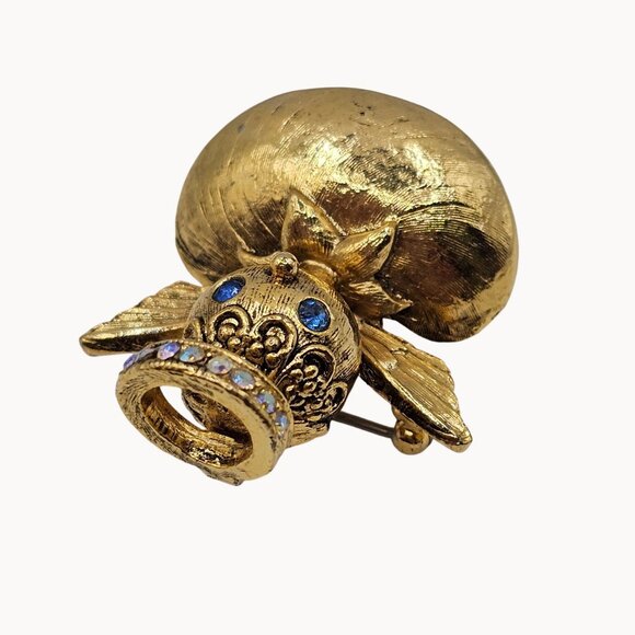 Vtg Brooch Signed Tortolani Guardian Angel Rhinestone Halo Blue Eye Pin Shoulder - Picture 5 of 15